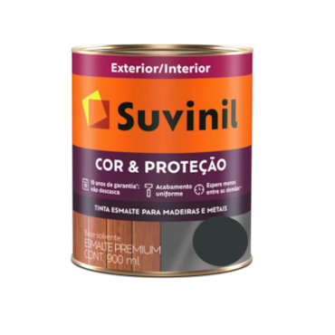 Tinta Esmalte Suvinil Cor & Proteção Brilhante Preto Litro 900ml