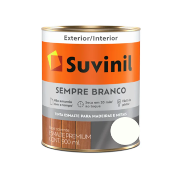 Tinta Esmalte Suvinil Sempre Branco Brilhante Litro 900ml Tinta Esmalte Suvinil Sempre Branco Brilhante Litro 900ml