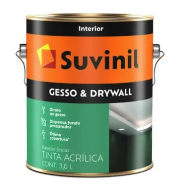 Tinta para Gesso e Drywall Suvinil Branco Neve Galão 3,6L Tinta para Gesso e Drywall Suvinil Branco Neve Galão 3,6L