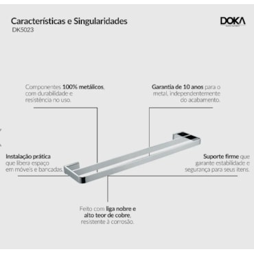 Toalheiro Duplo de Parede Rainbow Doka GunMetal