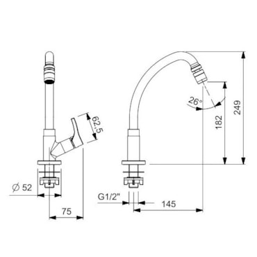 Torneira Cozinha Celite de Mesa Bica Móvel Articulada Like