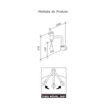 Torneira de Cozinha Parede Metal Cromado 1/4 de Volta Gioia