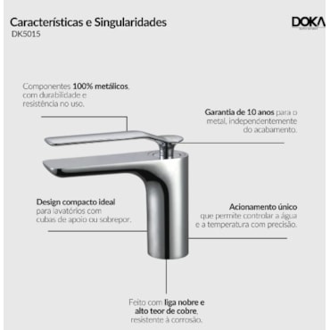 Torneira Misturadora Monocomando para Lavatório Rainbow Brushed Nickel