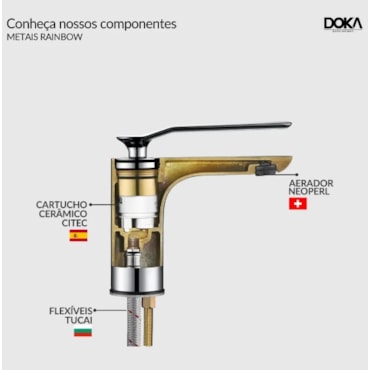 Torneira Misturadora Monocomando para Lavatório Rainbow Brushed Nickel