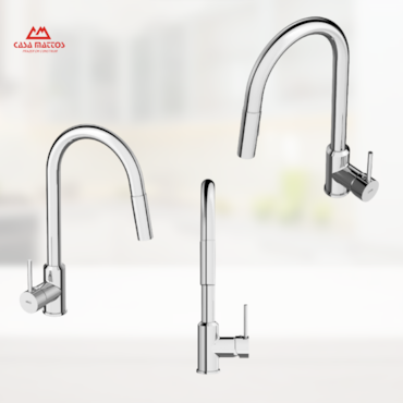 Torneira Monocomando Celite Prática Bica Extraível 2 Jatos Cromado