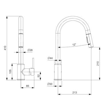Torneira Monocomando Celite Prática Bica Extraível 2 Jatos Cromado