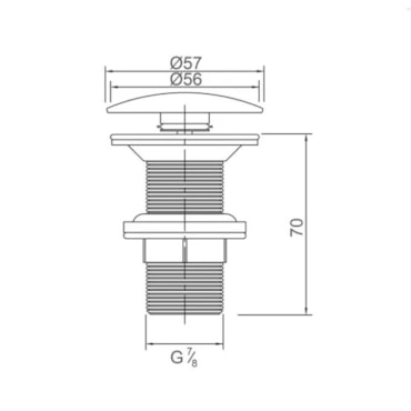 Válvula Luxo para Lavatório S/L 2 3/8" x 7/8" Redonda