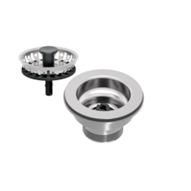 Válvula Tramontina 3 1-2 sem Escape em Aço Inox e Polipropileno para Pia e Cubas Prata 9.3CM