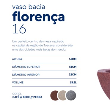 Vaso Bacia Florença Afort Café 16cm
