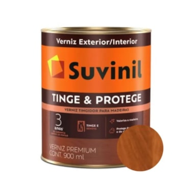 Verniz Suvinil Tinge & Protege Brilhante Mogno 900ml Verniz Suvinil Tinge & Protege Brilhante Mogno 900ml